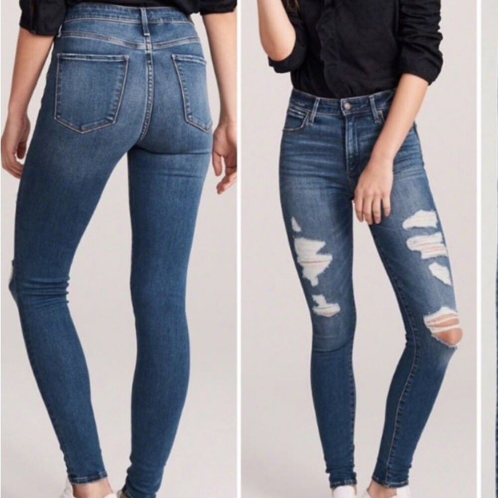 Abercrombie & Fitch Simone High Rise Super Skinny Distressed Jeans